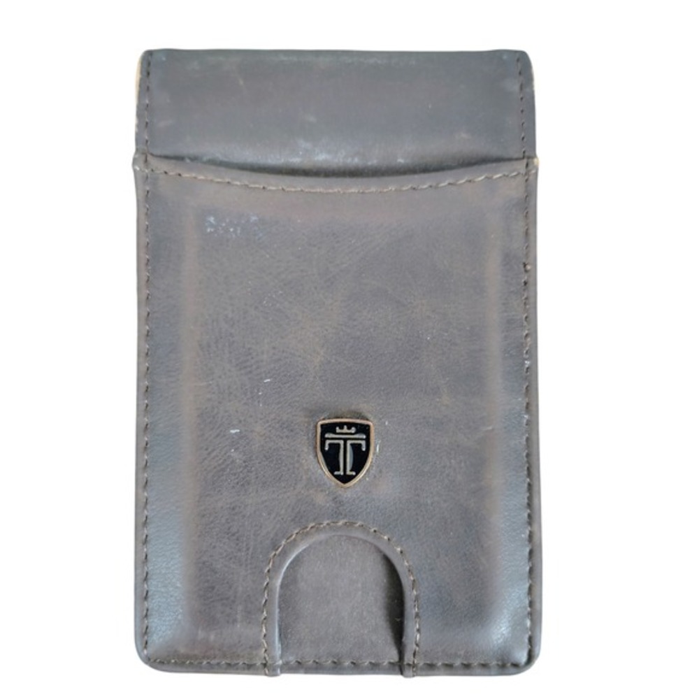 Travando Mens Leather Bifold Wallet with Money‎ Clip Brown Slim Card Holder Logo